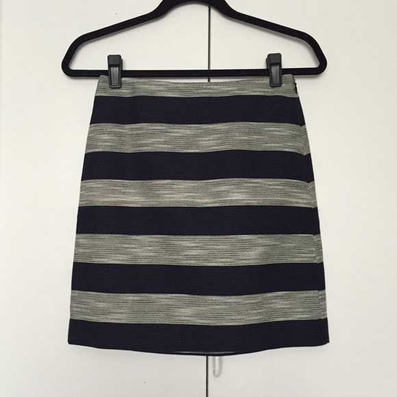Navy blue and white striped skirt