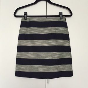 Navy blue and white striped skirt