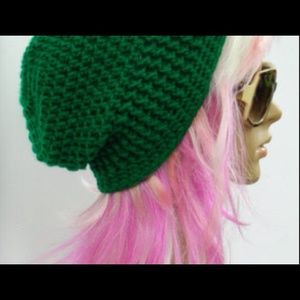 Green slouch beanies