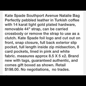 kate spade Bags - Kate Spade Southport Ave Natalie Bag Purse NWT kate spade Bags - Kate Spade Southport Ave Natalie Bag Purse NWT