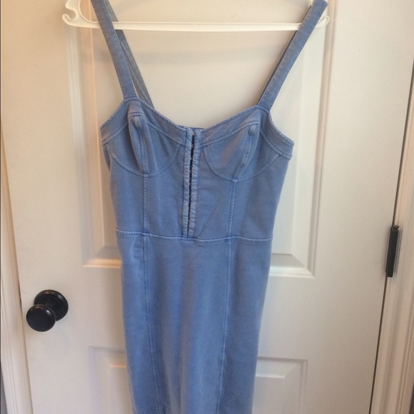 ❌SOLD❌Denim Corset Bodycon Slip in Light Denim - Picture 3 of 4