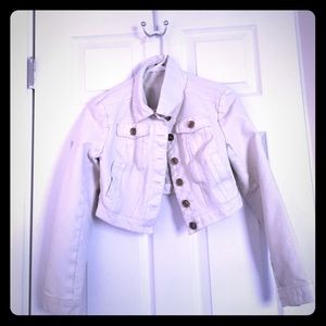 Leather white short jacket