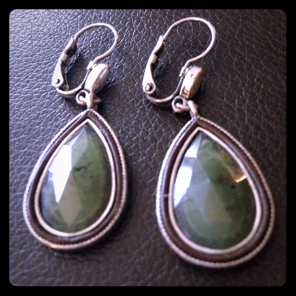 Silver colored drop earrings