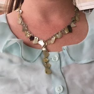 Long green mother of pearl shell necklace 18"