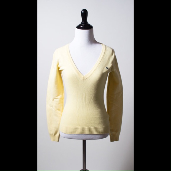 Lacoste V-neck Knit Pullover Sweater w/ Croc