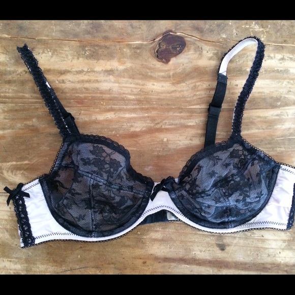 Pink Black Lace Bra 34B