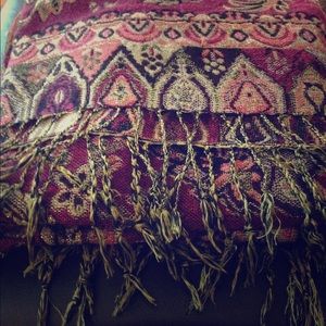 Luxurious metallic fringed winter scarf