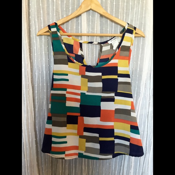 Printed Wrap Back Tank Blouse