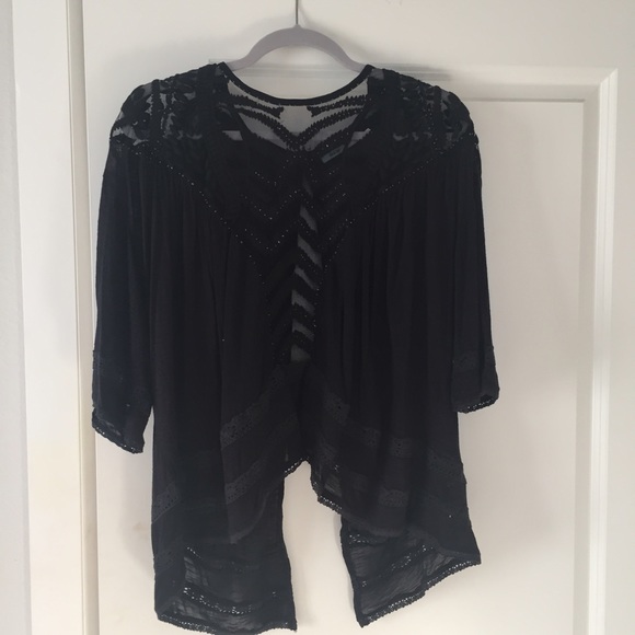 UO open back beaded quarter sleeve top