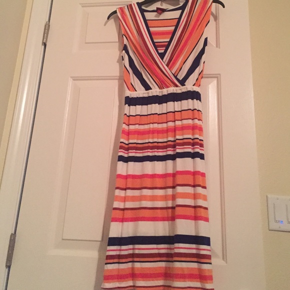 Orange/Blue/white multi striped dress