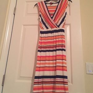 Orange/Blue/white multi striped dress