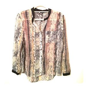 Sparkle & Fade Snakeskin Print Sheer Blouse