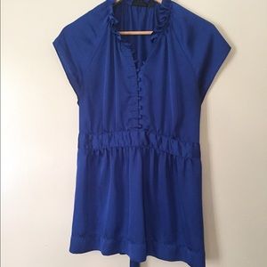 Royal blue silky blouse