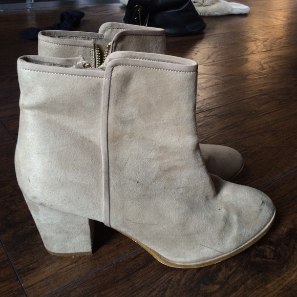 Beige Faux Suede Booties