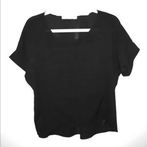Black Semi-Crop, Pleat Design Front