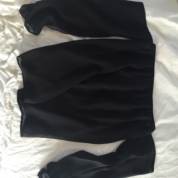 Off the shoulder black chiffon top