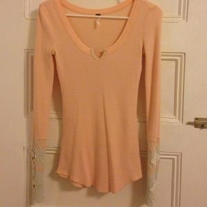 Free People Waffle knit top