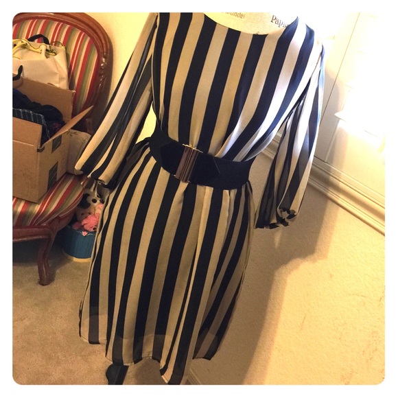 Nude and black stripped dress/long top.