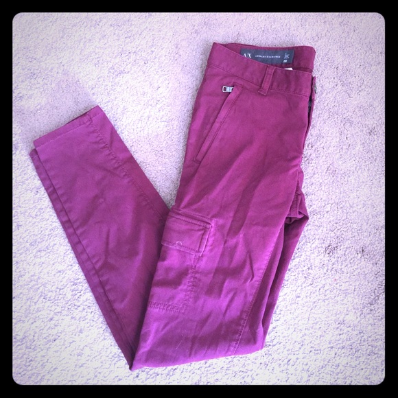Armani Exchange Burgundy Cargo Pants