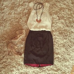Anthropologie Black Ruffle Pencil Skirt