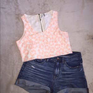 Cropped Floral Lace Top