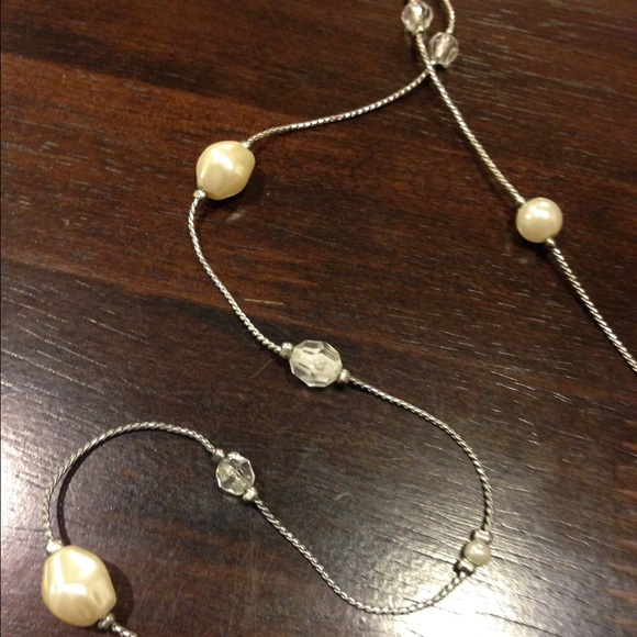 Faux Pearl and Crystal Necklace