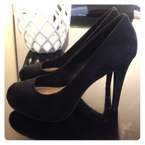 Black suede pumps