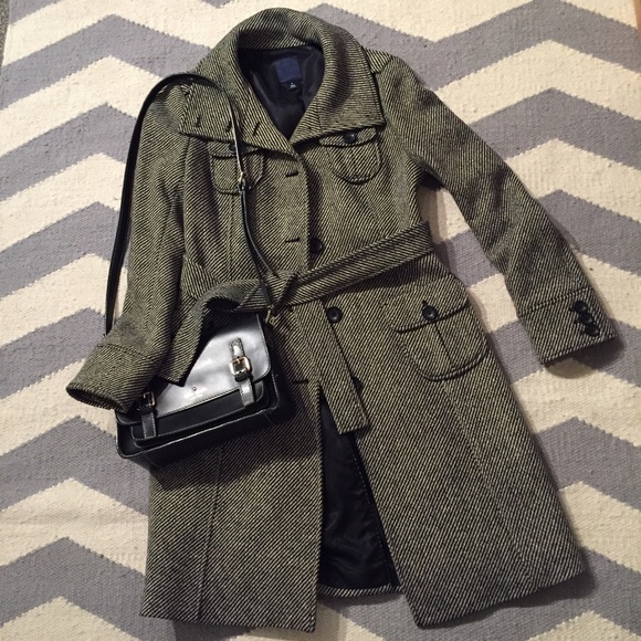 Gap gray long wool coat with belt