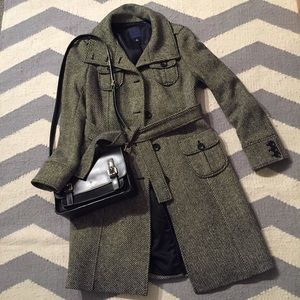 Gap gray long wool coat with belt