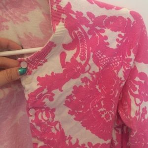 J Crew cardigan - pink and white floral