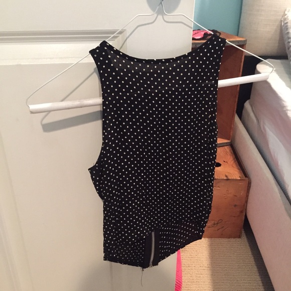 Brandy Melville zip-up polka dot top