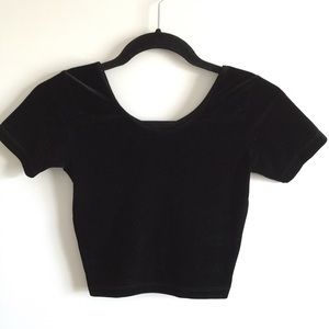 American Apparel Black Velvet Crop Top