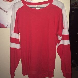 VS PINK LONG SLEEVE VARSITY SHIRT