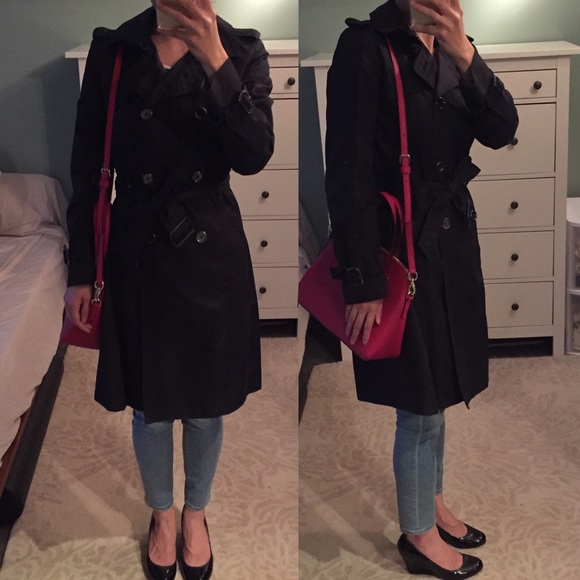 Banana Republic black long trench S