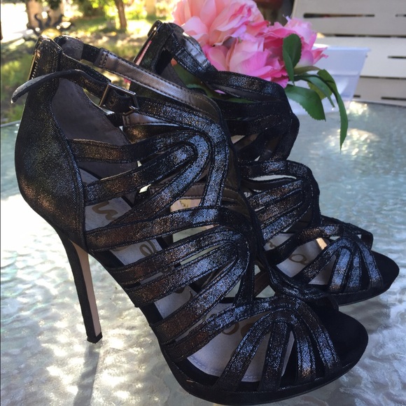 Sam Edelman black suede/shiny heels