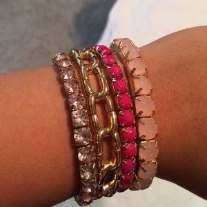 Gold, light pink and dark pink bracelet