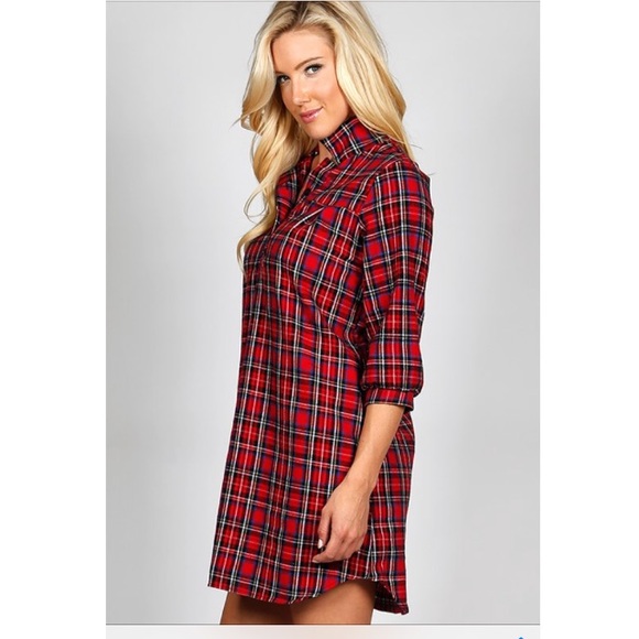 Red Plaid Dress. Size L NWT - Picture 2 of 4