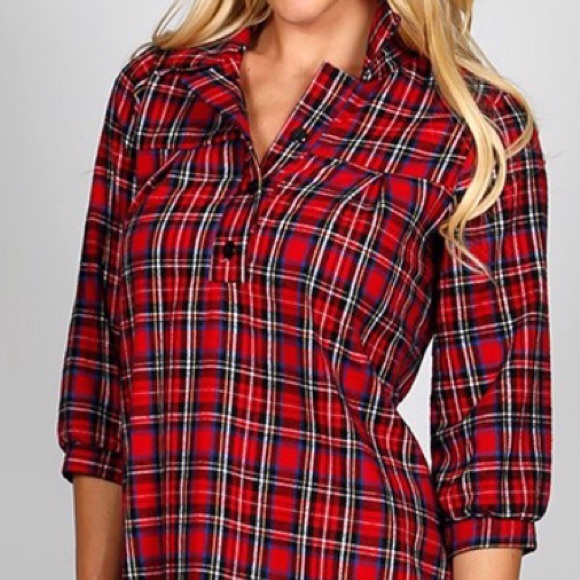 Red Plaid Dress. Size L NWT - Picture 4 of 4