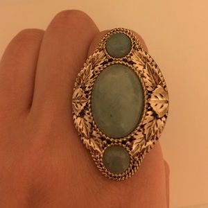 Vintage statement ring - jade color