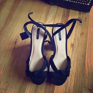 Forever 21 Black/Corkboard chunky heel