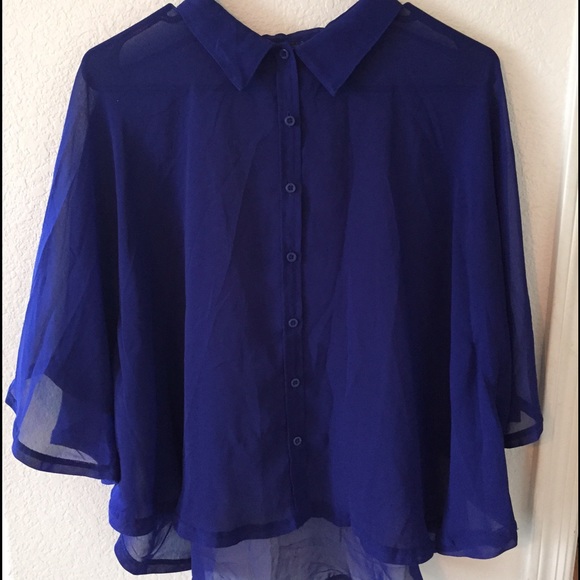 Forever 21 collared flowy top royal blue