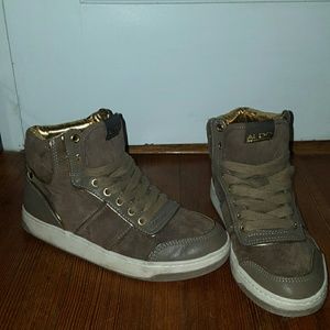 Suede brown/gold sneakers