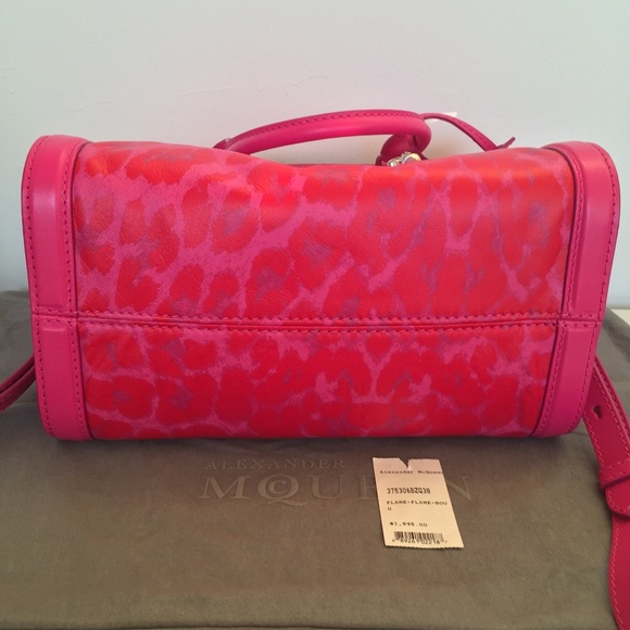 🔥 ALEXANDER MCQUEEN VINTAGE SMALL PADLOCK SATCHEL PINK RED LEATHER FLAME - Picture 4 of 8