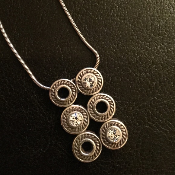 Brighton necklace, silver with CZ circular detail