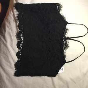 LF black crochet crop top