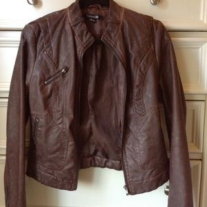 Brown Vegan Leather Jacket