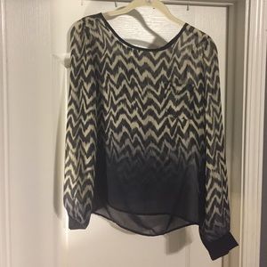 Sheer ombré long sleeved blouse