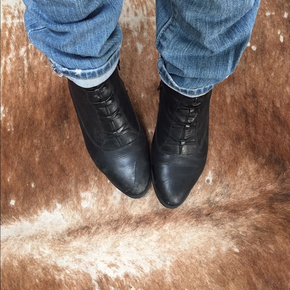 Black vintage leather booties