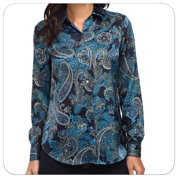 Jones New York Tops - ♣️ Jones New York Button Down Paisley Stretch Top