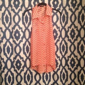 Pink and white chevron racerback blouse